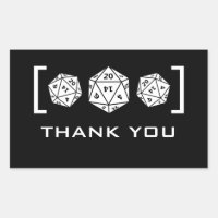 Black D20 Dice Gamer Gracias Pegatinas