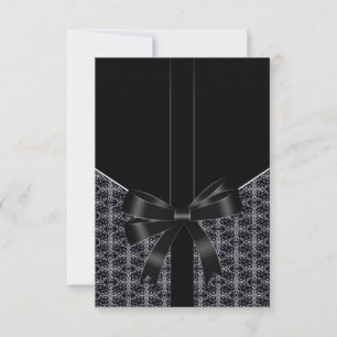 Black Damask Encaje Blanco Elegante RSVP Boda