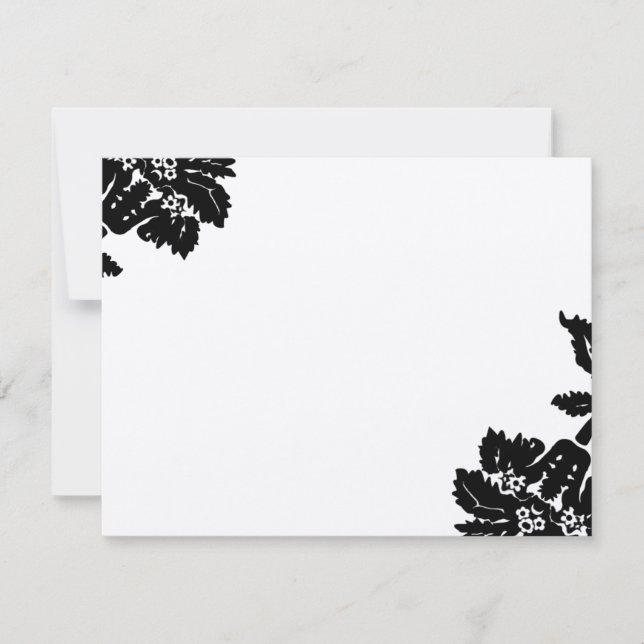 Black Damask Flower Wedding RSVP (Anverso)