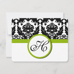 Black Damask Heart Swirl con Apple Green RSVP