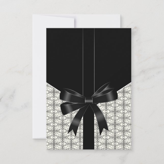 Black Damask Lace Bow Black Whats RSVP (Anverso)