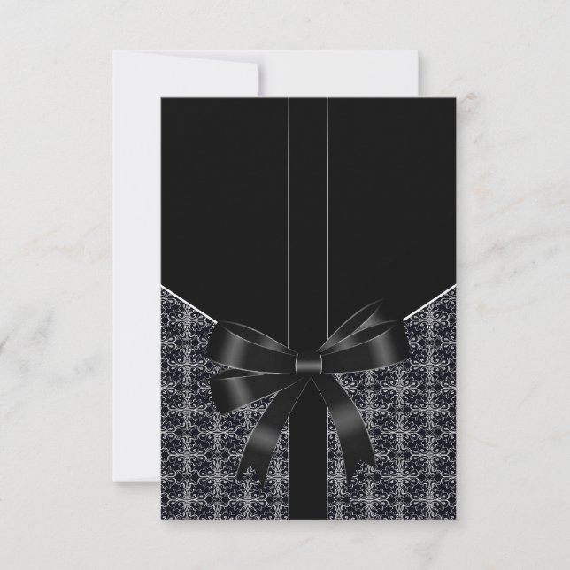 Black Damask White Lace Elegant Wedding RSVP (Anverso)