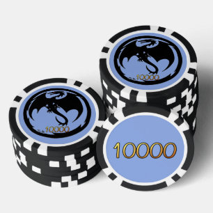 Black Dragon azul oro negro chip de póquer a rayas