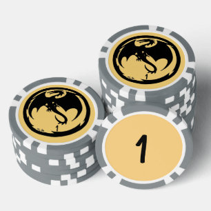 Black Dragon oro gris 1 ficha de póker a rayas