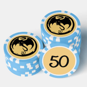 Black Dragon oro lt blue 50 rayado chip de póquer