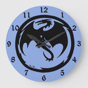 Black Dragon reloj de pared azul con números