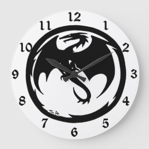 Black Dragon reloj de pared blanco con números