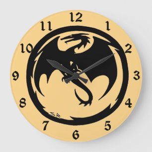 Black Dragon reloj de pared de oro con números