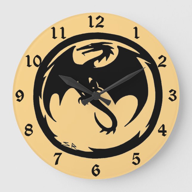 Black Dragon reloj de pared de oro con números (Anverso)