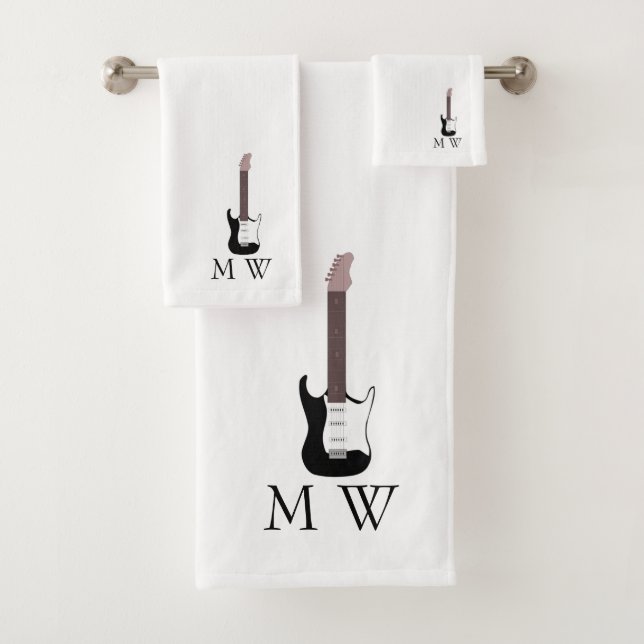 Black Electric Guitar Design Monogrammed (In situ)