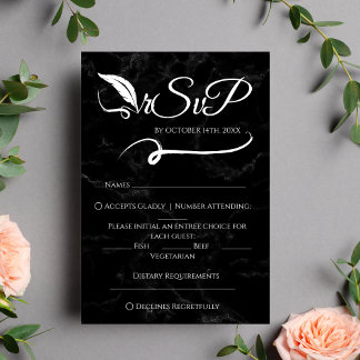 Black Elegant Boda Minimalista manuscrita RSVP