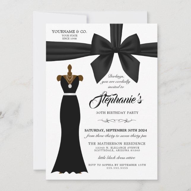 Black Elegant Fashion Tiffany Invitación al cumple (Anverso)