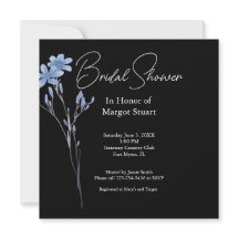 Black Elegant Flor White Script Bridal Shower