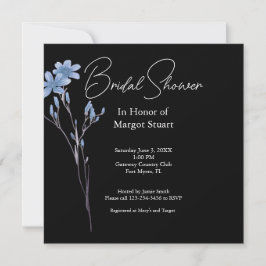 Black Elegant Flor White Script Bridal Shower