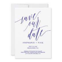 Black Elegant Script Invitación a la Marina Azul