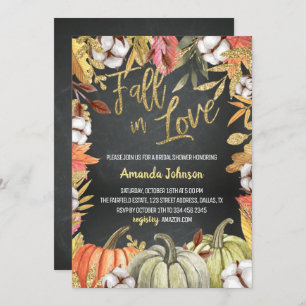 Black Fall In Love Bridal Shower Invitación