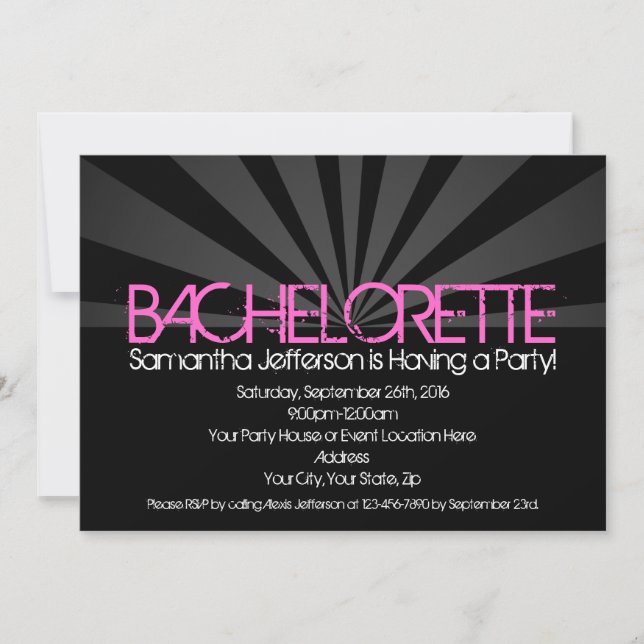 Black Fashion Lights Bachelorette Party Invitación (Anverso)