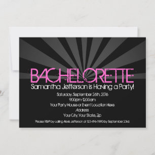 Black Fashion Lights Bachelorette Party Invitación