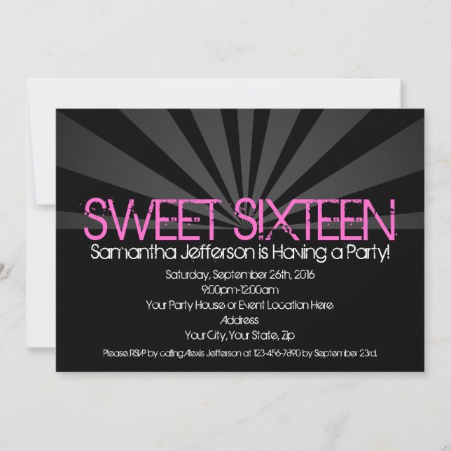 Black Fashion Spotlight Sweet 16 invitaciones para (Anverso)