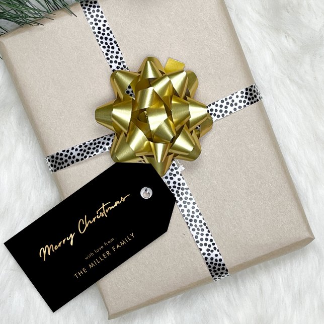Black Faux Gold Elegant Gift Etiqueta (Black Faux Gold Minimalist Elegant Gift Tag)