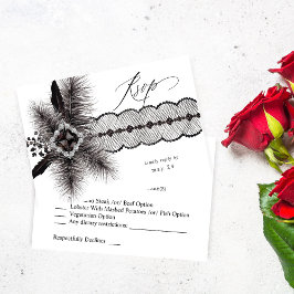 Black Feather and Lace w Meal RSVP