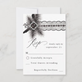 Black Feather and Lace w Meal RSVP
