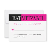 Black Fuchsia Block Bat Mitzvah Responde RSVP