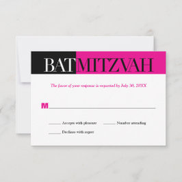 Black Fuchsia Block Bat Mitzvah Responde RSVP