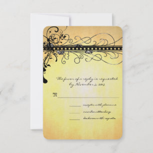 Black Funky Elegant Swirls Invitación a la boda