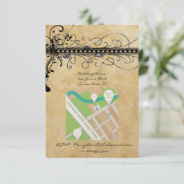 Black Funky Elegant Swirls Invitación a la boda