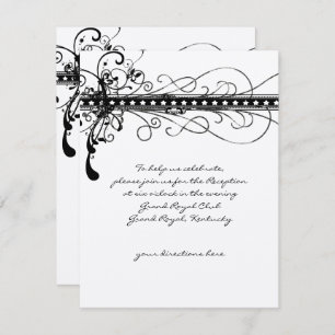 Black Funky Elegant Swirls Invitación a la boda