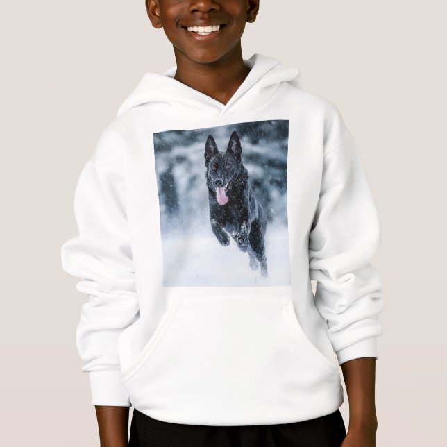 Black German Shepherd in snow Duvet Cover (Anverso)