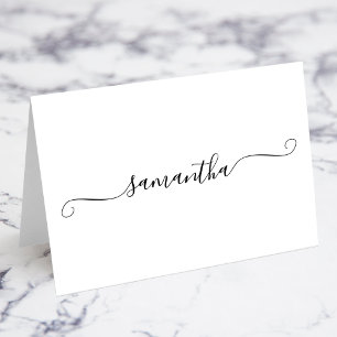 Black Girly Swash Signature Nombre de las tarjetas