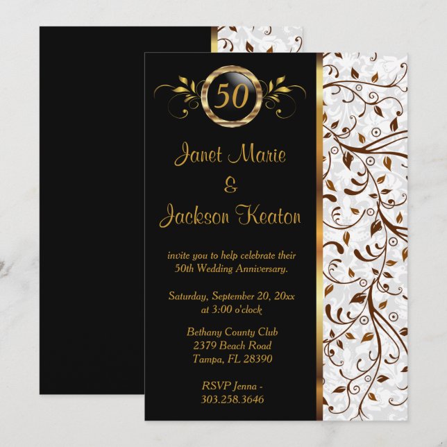 Black & Gold 50º Aniversario - Invitación (Anverso / Reverso)