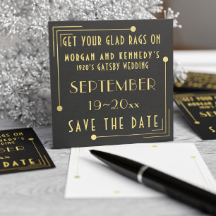 Black Gold Años 20 Save The Dates Boda 50 unidades