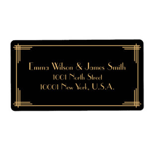 Black Gold Art Deco Gran Gatsby Etiquetas de envío