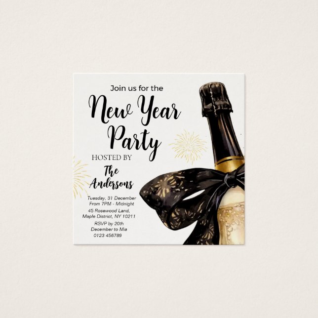Black Gold Champagne Cheers New Years Eve Party (Anverso)