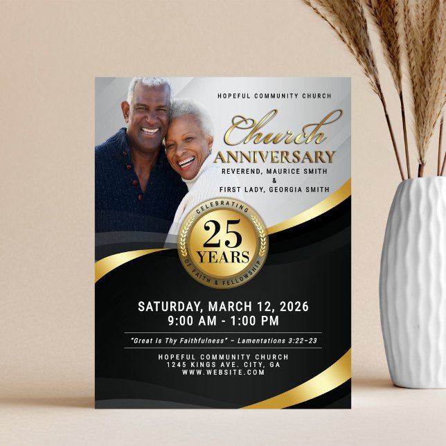 Black & Gold Church Anniversary Flyer (Subido por el creador)