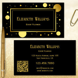 Black Gold Confetti Event Planner - Tarjeta de pre
