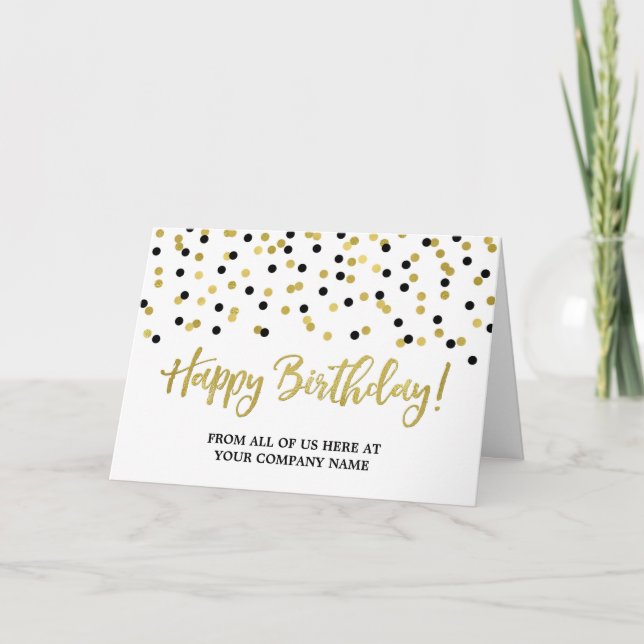 Black Gold Dots Business de la tarjeta de cumpleañ (Anverso)