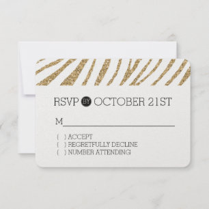 Black Gold Faux Purpurina Zebra Print RSVP