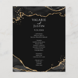 Black Gold Glitter Agate Budget Wedding Menu Flyer