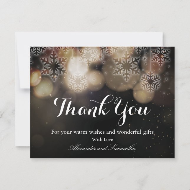 Black & Gold Glitter Invierno Copo de nieve gracia (Anverso)