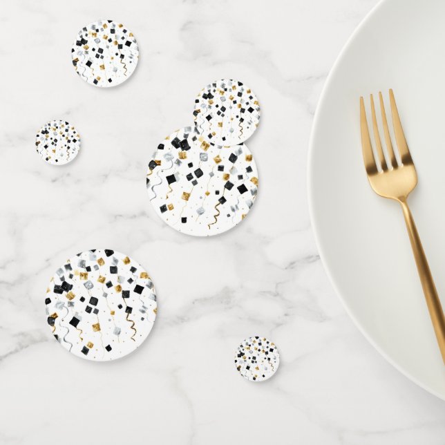 Black Gold Happy New Year Confetti (Grupo)