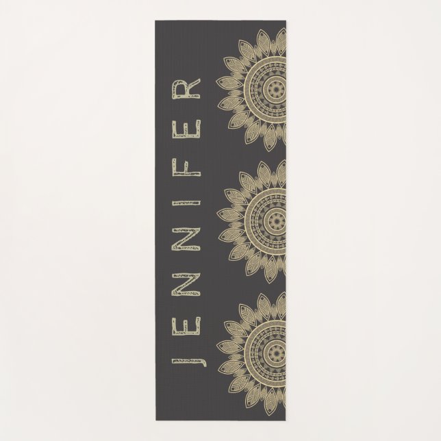 Black Gold Mandala Boho Yoga Mat (Anverso)