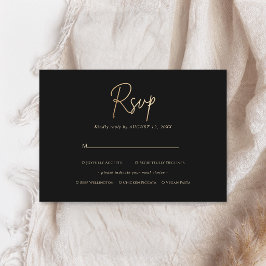 Black Gold Men's Birthday RSVP Card, Meal Choice