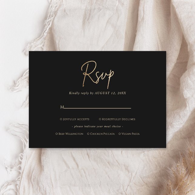 Black Gold Men's Birthday RSVP Card, Meal Choice (Black Gold Men's Birthday RSVP Card, Meal Choice Card)