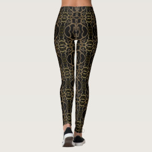 Black Gold Modern Floral Legging - Arte de oro