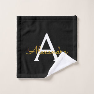 Black Gold Modern Script Girly Monograma Nombre