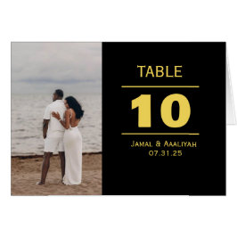 Black & Gold Modern Wedding Table Number Card